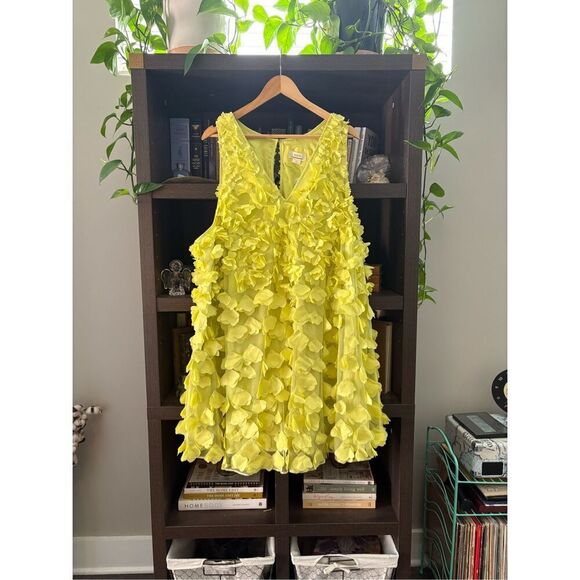 NWT Anthropologie Maeve Sleeveless Floral Appliqué Mini Dress In Lime Size 3X - Picture 6 of 12